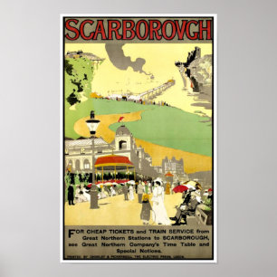 Póster Scarborough, Yorkshire England Viagens vintage