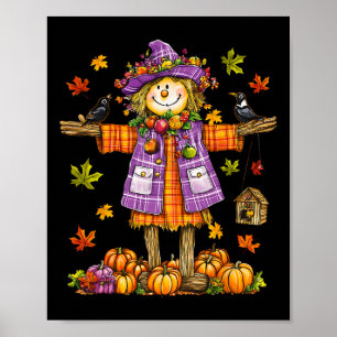 Poster Scarecrow Autumn Fall Season Pumpkin Ação de Graça