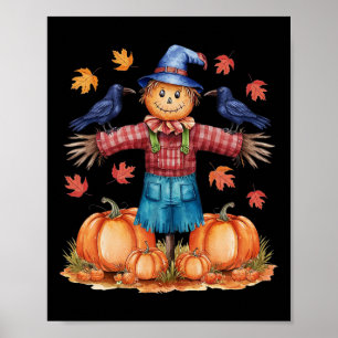 Poster Scarecrow Autumn Hello Fall Pumpkin Ação de Graças