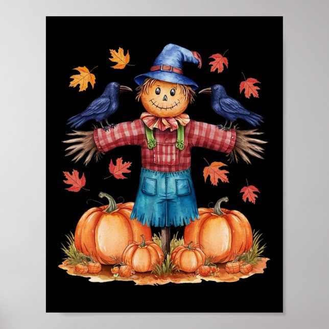 Poster Scarecrow Autumn Hello Fall Pumpkin Ação de Graças (Frente)