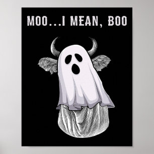 Poster Scary Cow Farmer Halloween Fantasma Engraçado Moo