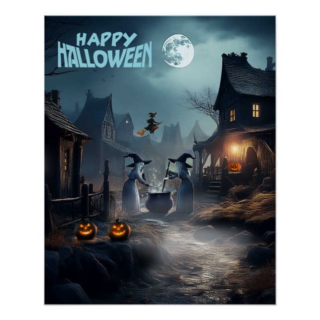 Póster Scary Halloween Witches Lane (Frente)