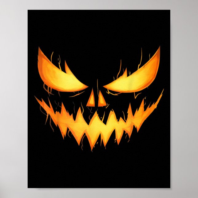 Poster Scary Jack O Lantern Carved Pumpkin Face Halloween (Frente)