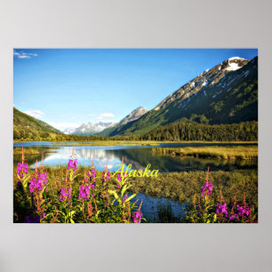 Póster Scenic Alaska, rotulado