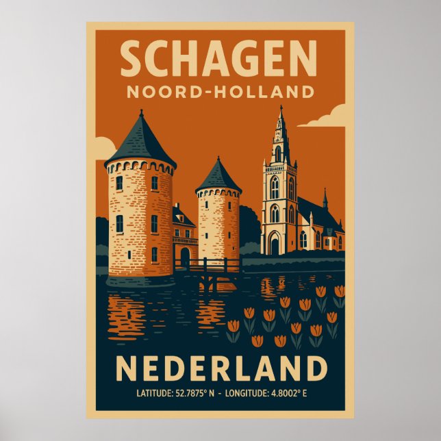 Poster Schagen, Noord Holland - Nederland Travel (Frente)