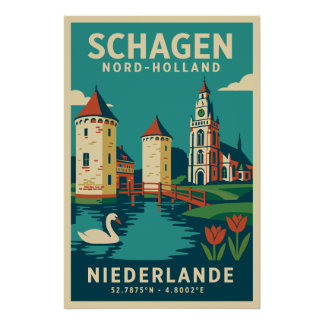 Póster Schagen, Nord-Holland Niederlande Reiseplakat