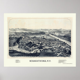 Poster Schaghticoque, NY Panorâmica Map - 1889