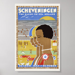 Poster Scheveningen, Haia sobre o mar. Holland Vintage