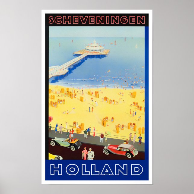 Poster Scheveningen Holland viagens vintage (Frente)