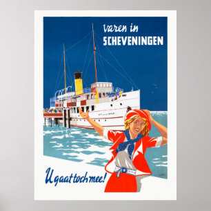 Poster Scheveningen Viagens vintage