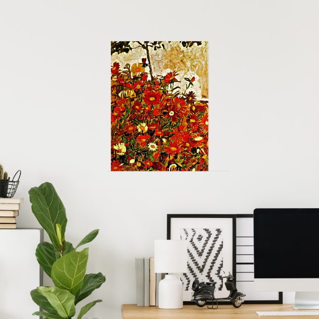 Poster Schiele - Campo de Flores, arte refinada (Escritório em casa)