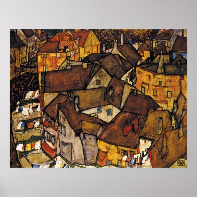 Poster Schiele - Casas Krumau Crescent (Pequena Cidade) (Frente)