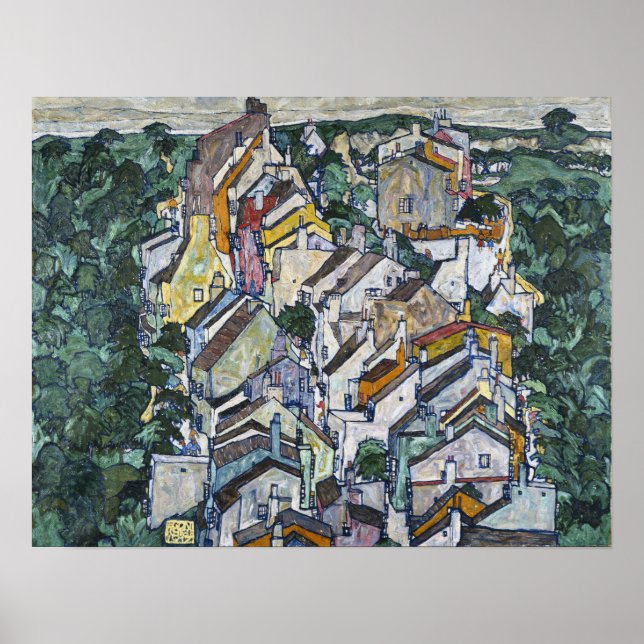 Poster Schiele - Cidade Entre a Vegetação (A Cidade Antig (Frente)