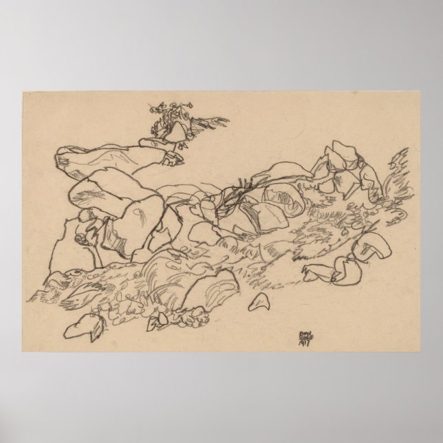 Poster Schiele - Córrego da Montanha 1917 (Frente)