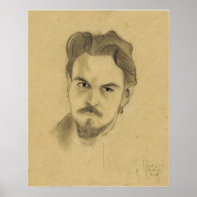 Poster Schiele - Estudo de Retrato Anton Peschka 1909 (Frente)