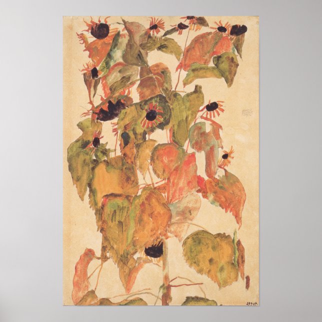 Poster Schiele - Girassóis 1911 (Frente)