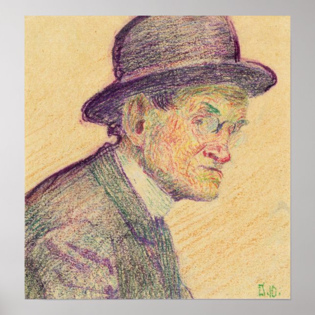 Poster Schiele - Homem com Chapéu Bowler 1910 (Frente)