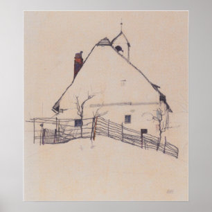 Poster Schiele - House With Bell Tower 1912