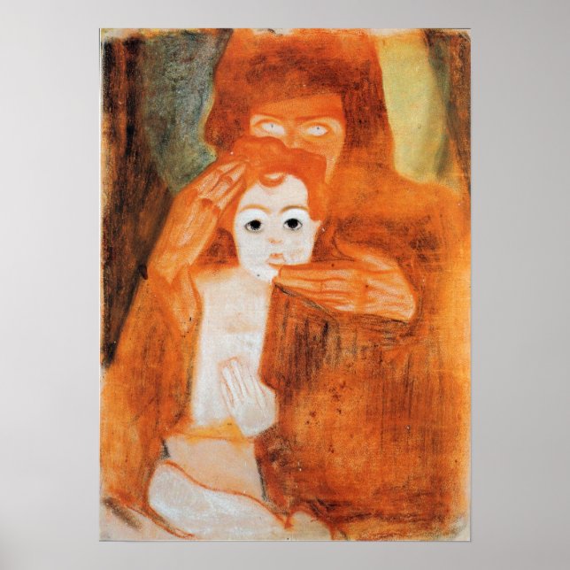 Poster Schiele - Madona com Filho 1908 (Frente)