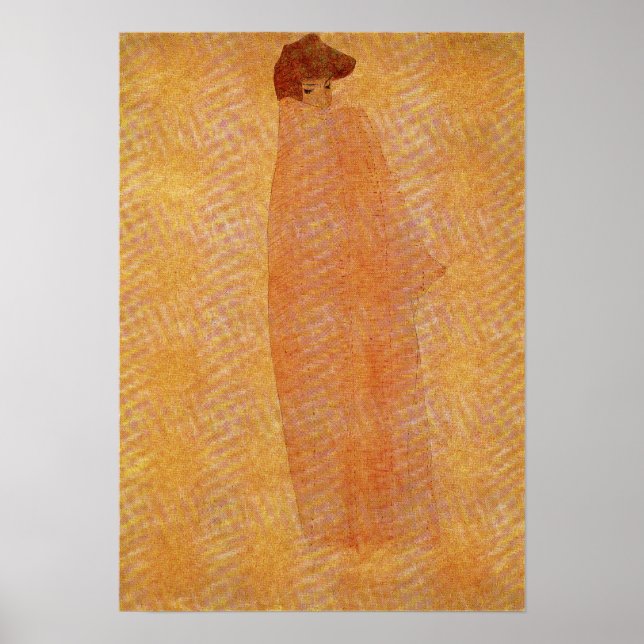 Poster Schiele - Mulher em Pé com um Manto Longo (Frente)