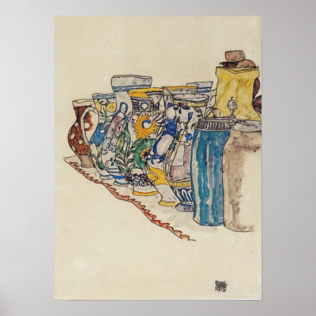 Poster Schiele - Pintado Jug 1918 (Frente)