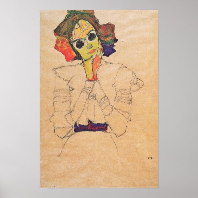 Poster Schiele - Rapariga Com Óculos De Sol 1910 (Frente)