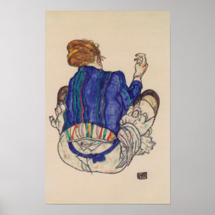 Poster Schiele - Visão Traseira De Uma Mulher Sentada 191