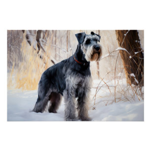 Póster Schnauzer Deixar nevar o Natal
