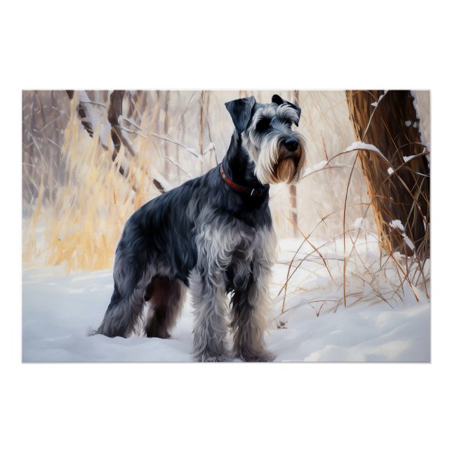 Póster Schnauzer Deixe Nevar Natal (Frente)