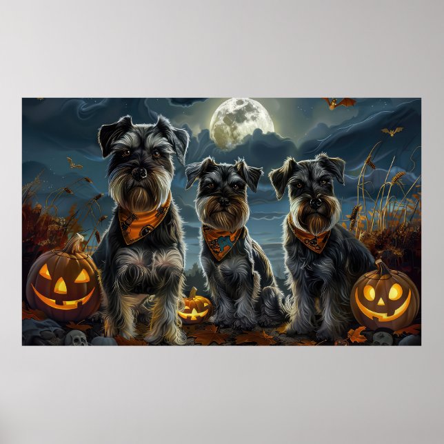 Poster Schnauzer Halloween Spooky (Frente)