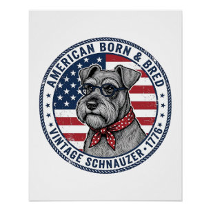 Póster Schnauzer Patriótico Vintage