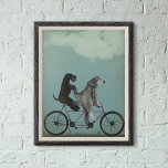 Poster Schnauzer Tandem<br><div class="desc">Schnauzer Tandem por Fabfunky. Possui schnauzers andando de bicicleta em estilo branco,  steampunk. | 192047D</div>