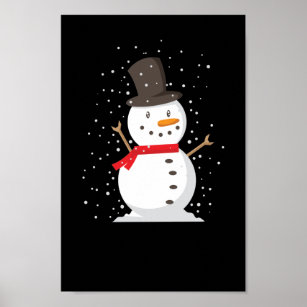 Poster Schneemann im Winter bei Schnee