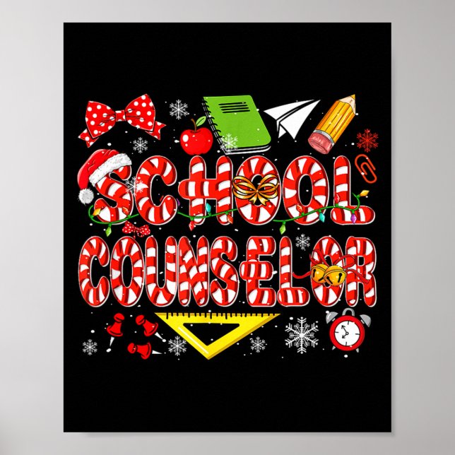 Poster School Counselor Christmas Candy Canes Lover Funny (Frente)