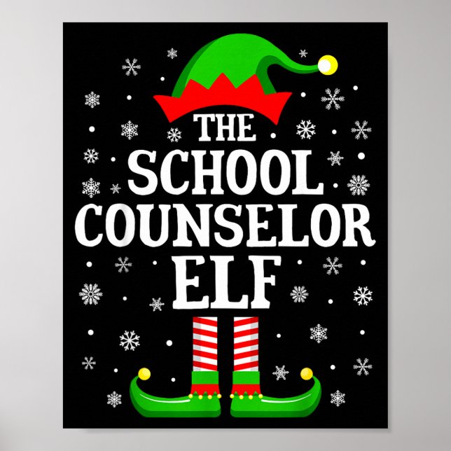 Poster School Counselor Elf Funny Christmas Family Matchi (Frente)