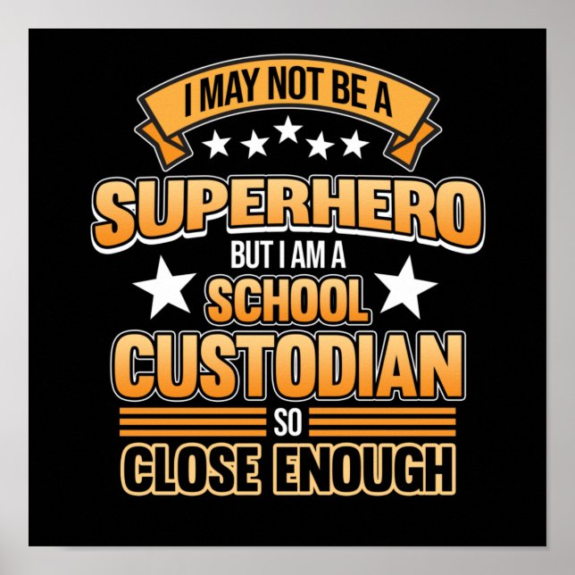 Poster School Custodian Hero Caretaker Janitor Appreciati (Frente)