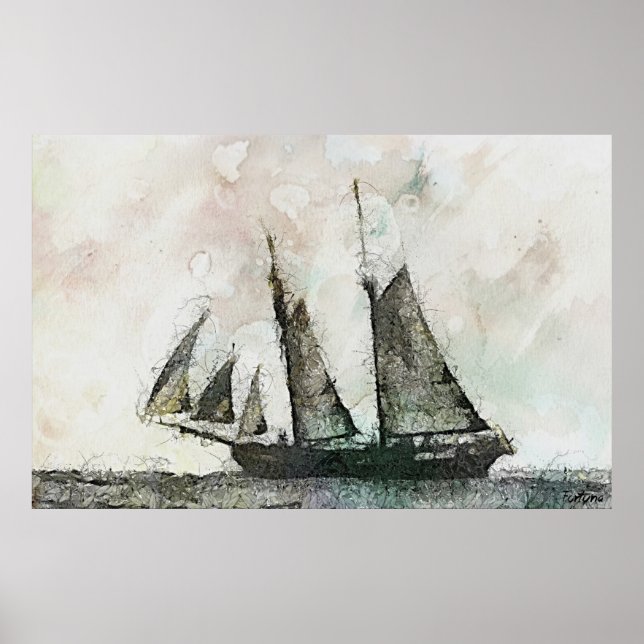 Póster Schooner - arte de safra (Frente)