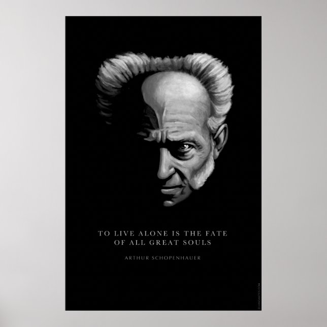 Póster Schopenhauer Citação: Viver Sozinho (Frente)