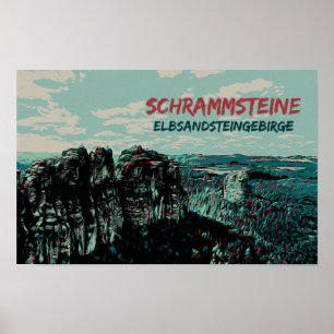 Poster Schrammsteine, Montanhas Elbe Sandstone