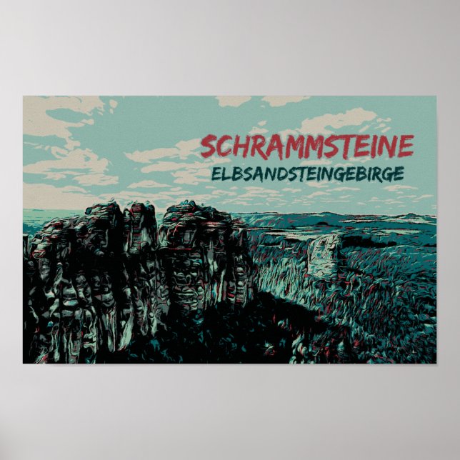 Poster Schrammsteine, Montanhas Elbe Sandstone (Frente)