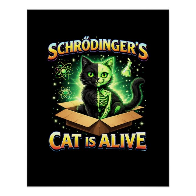 Póster Schrödinger’s Curious Cat (Frente)
