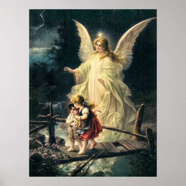 Póster Schutzengel und zwei Kinder auf Brücke (Frente)