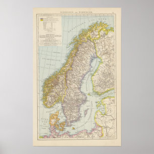 Póster Schweden, Norwegen - suecia e mapa de Noruega