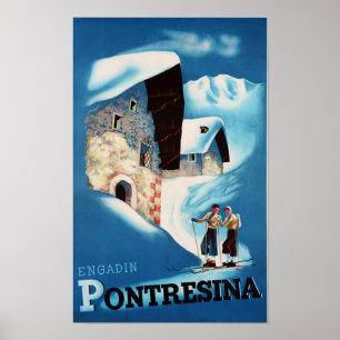 Poster "Schweiz: 2022/heute Engadin - Pontresina Winter