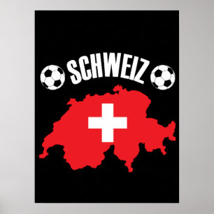 Poster Schweiz Suiça Map Soccer