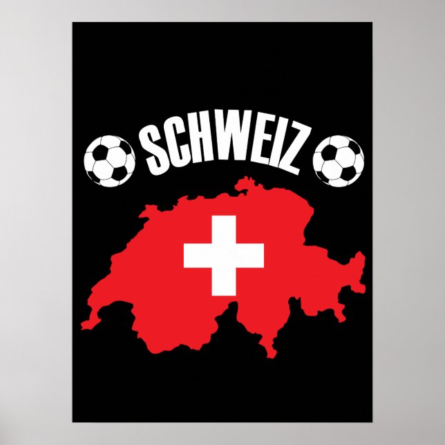 Poster Schweiz Suiça Map Soccer (Frente)