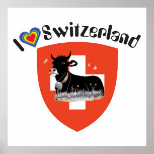 Póster Schweiz, Suisse, Svizzera, Svizra, Suiça