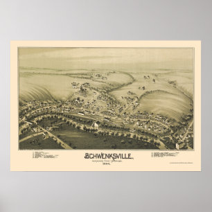 Póster Schwenksville, mapa panorâmico do PA - 1894