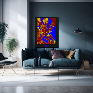 Poster Schwerin Stadtplan Stadtzentrum im Kontrast