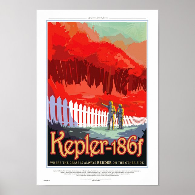 POSTER Sci Fi Viagem NASA Future - Kepler 186f (Frente)
